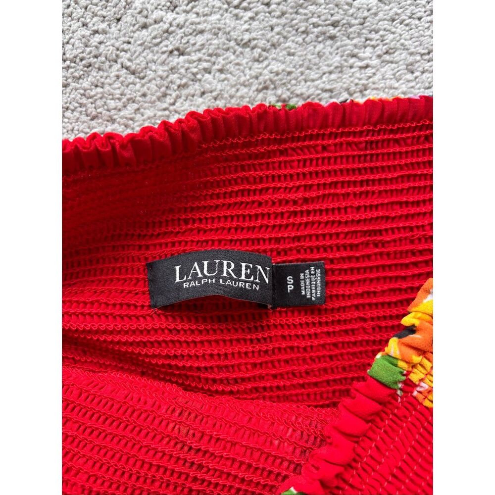 NWOT Ralph Lauren Red Floral Smocked Tiered Midi Skirt Sm E23 - Picture 5 of 7